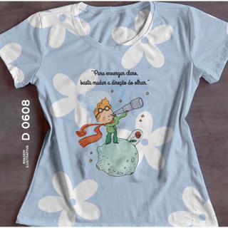 Tshirt Blusa Feminina Pequeno Príncipe Flores