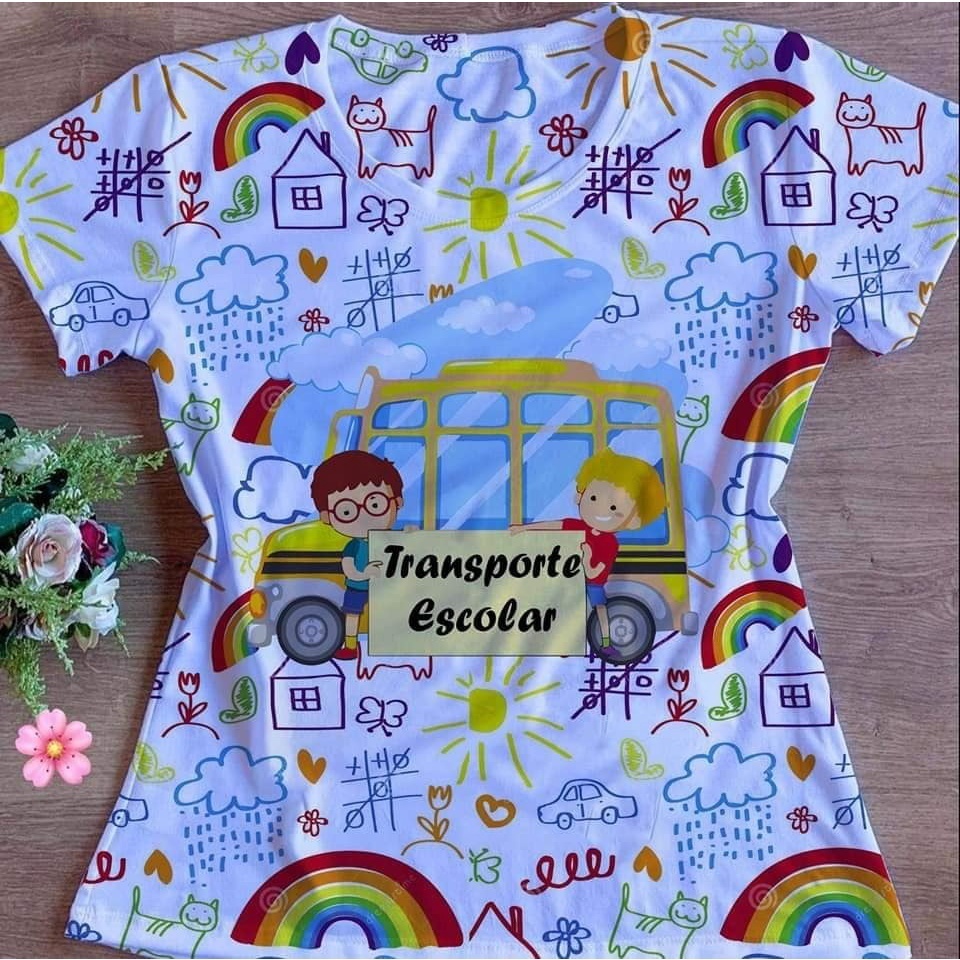 Tshirt Blusa Feminima Transporte Escolar