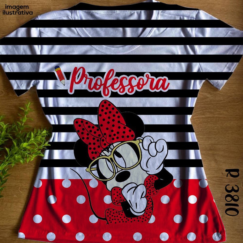 Tshirt Blusa Feminina Professora Minnie Plus Size em Oferta na Shopee