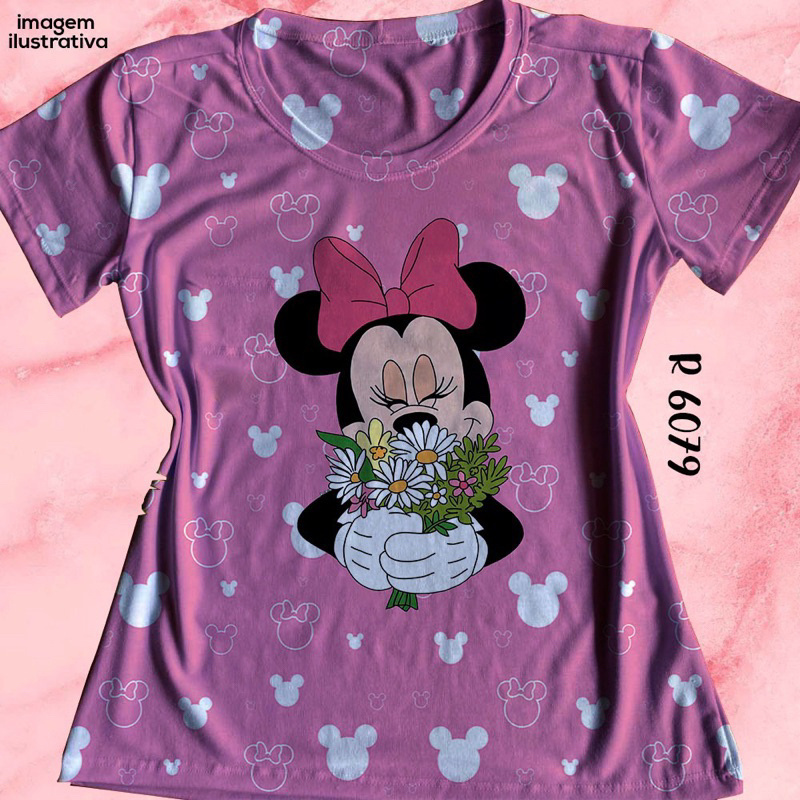 Blusa Feminina Tshirt Baby Look Camisa Minnie Mouse