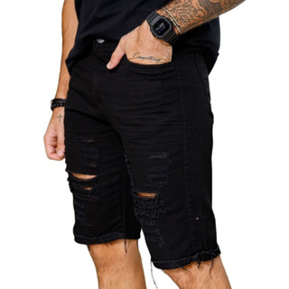 Bermudas Masculinas Estilo Manchada Alta Qualidade Jeans