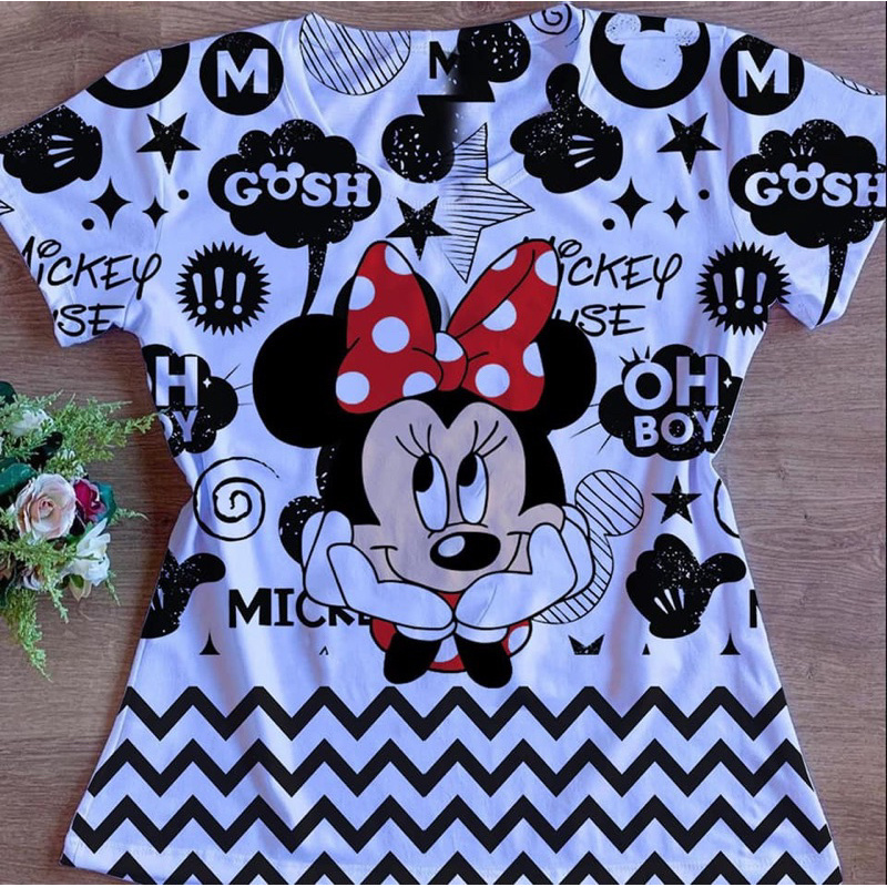 Tshirt Baby Look Feminina Minnie Mouse