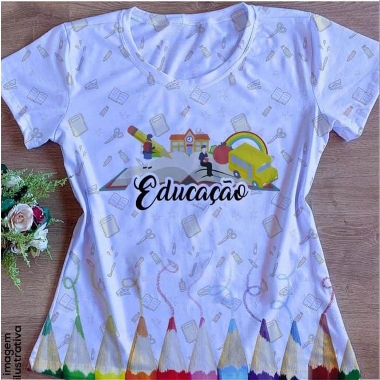 Camiseta Camisa Baby Look Blusa Feminina Educação em Oferta na Shopee