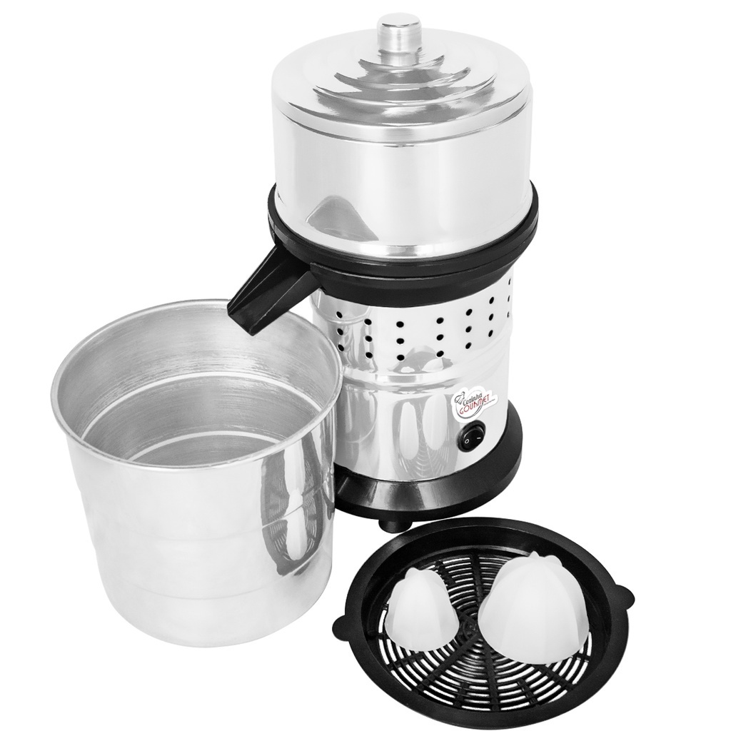 Espremedor Extrator Profissional 500w Suco Laranja Limão Industrial Bivolt Inox + Copo Alumínio