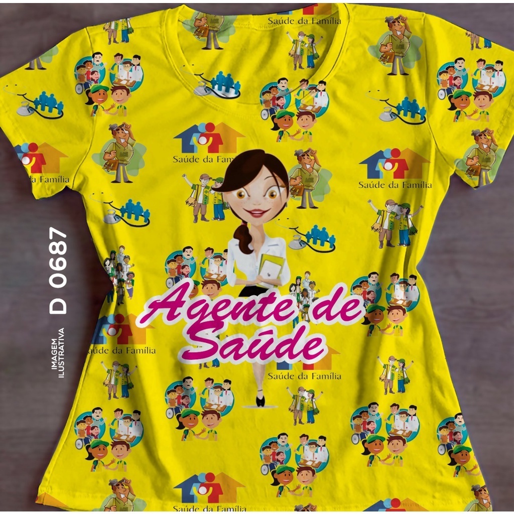 T-shirt Feminina Agente de Saúde em Oferta na Shopee