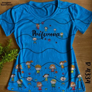 T-shirt Blusa Feminina Profissão Professora Azul