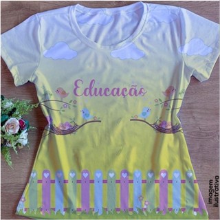 Tshirt Blusa Feminina Educação Passarinhos Amarela