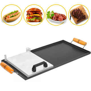 Chapa Bifeteira Para Porções Hamburguer Lanches 60x30 C/ Prensa Abafador Oferta [ ENVIO IMEDIATO ]