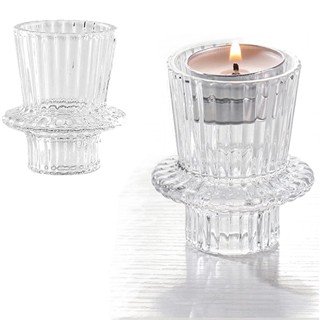 Kit 2 Castiçal De Vidro Cônico Decorativo para Vela Tealight