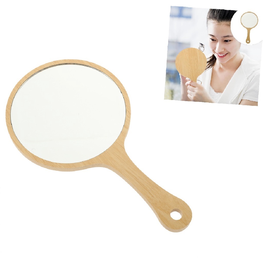 Espelho De Mão Grande Redondo MDF Maquiagem Dentista