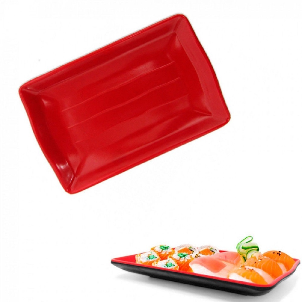 Kit 2 Travessa Bandeja Oriental 21cm Melamina Prato Japones