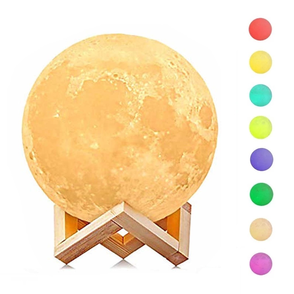 Luminária Lua Cheia 3d Decoração Quarto Abajur Led 7 Cores