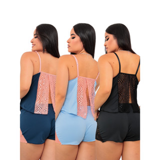 Baby Doll Detalhe Renda Sexy Pijama Feminino Conforto