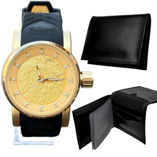Kit Masculino Relógio Masculino Dragão Presente + Carteira de couro Premium Promoção Essa Semana