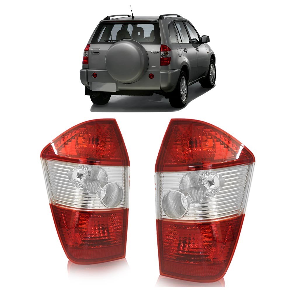 Lanterna Traseira Tiggo 2010 2011 2012 Bicolor Lente Lisa Acrilico em Oferta na Shopee