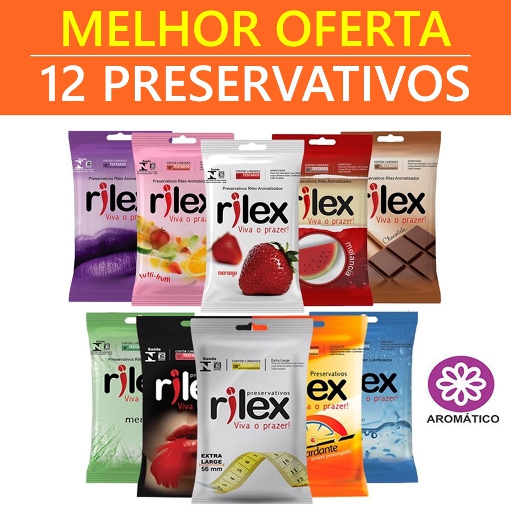 KIT 12 Preservativo Rilex Camisinha C/ Aroma SEX SHOP em Oferta na Shopee