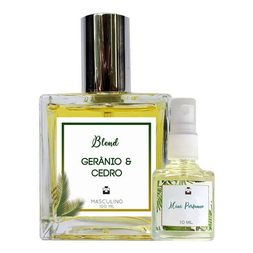Perfume Gerânio & Cedro 100ml Masculino - Blend de Óleo Essencial Natural + Perfume de presente