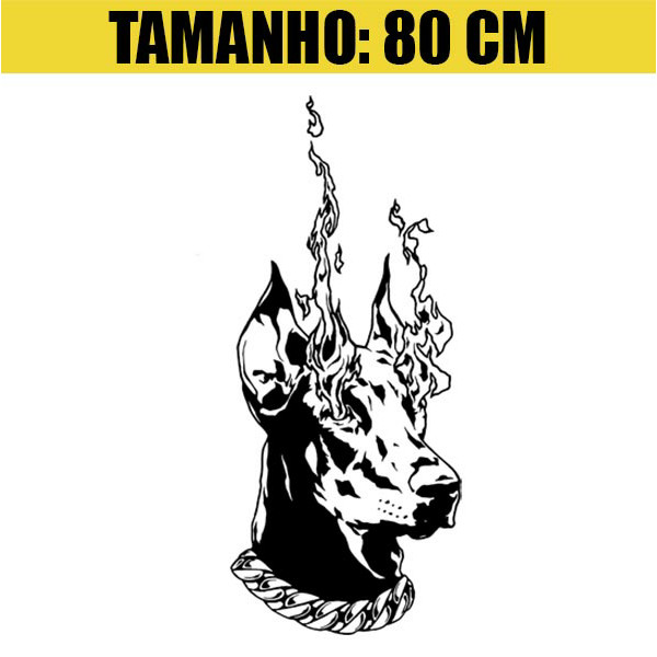 Adesivo Decorativo Parede Porta Geladeira - Doberman Flame
