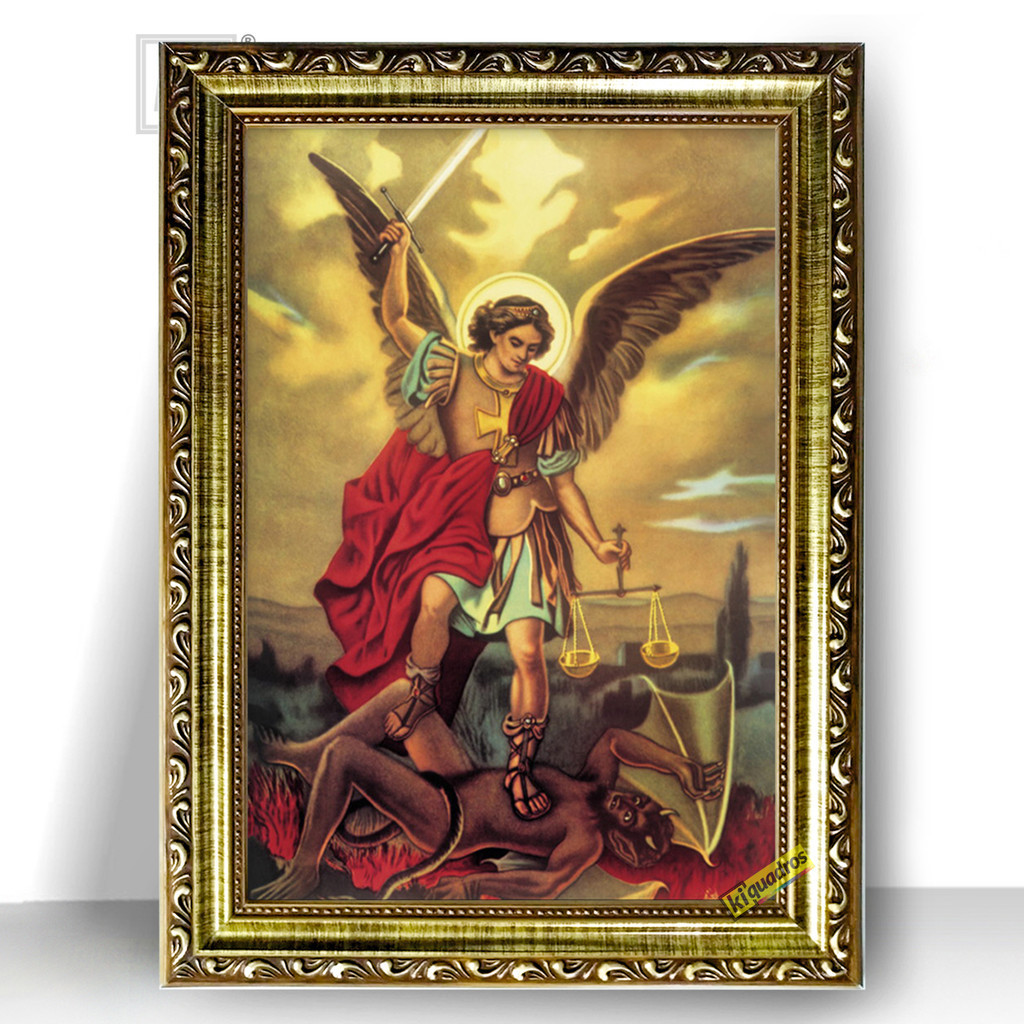 Quadro Moldura Exclusiva São Miguel Arcanjo Miguel 47x35cm