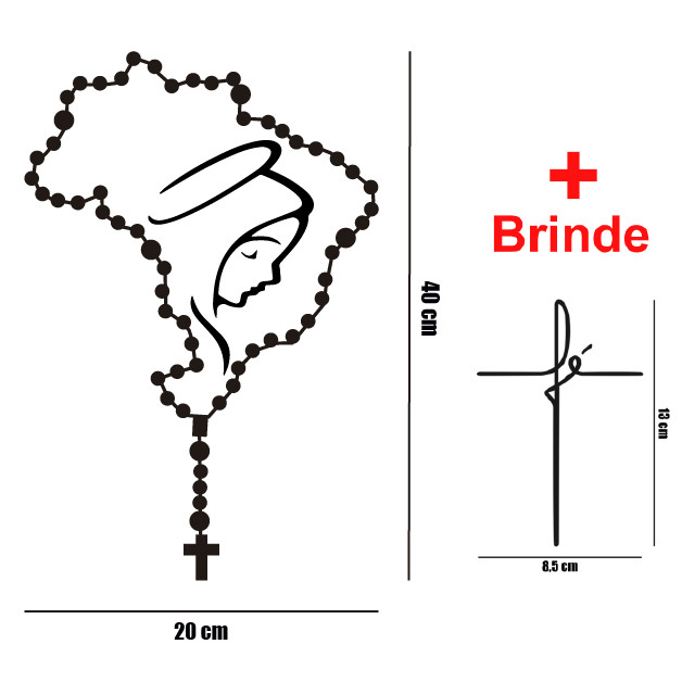 Adesivo Terço nossa senhora Vinil de recorte 40X20 decoração/parede