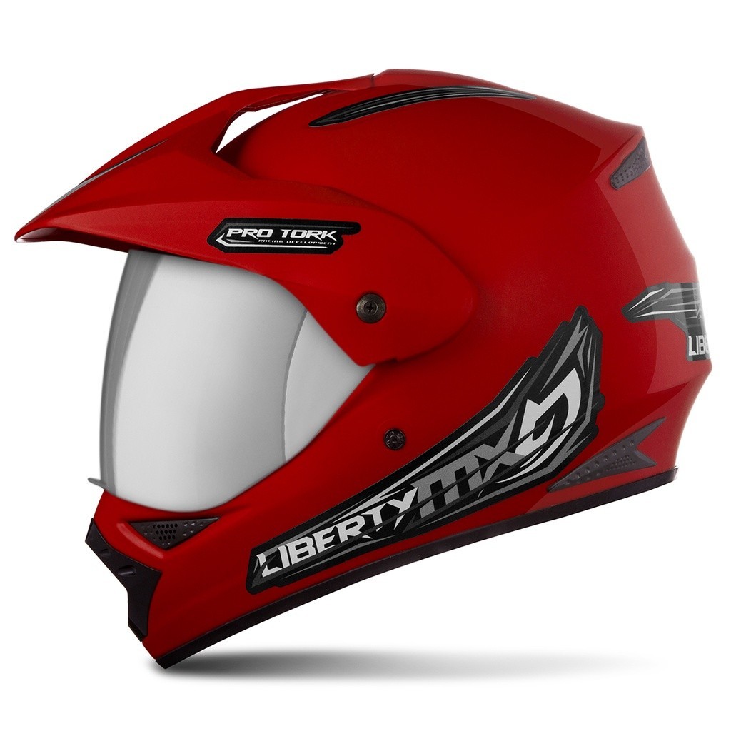 Capacete Moto Fechado Pro Tork Liberty Mx Pro Vision Viseira Cromada Motocross Trilha Enduro Off-Road