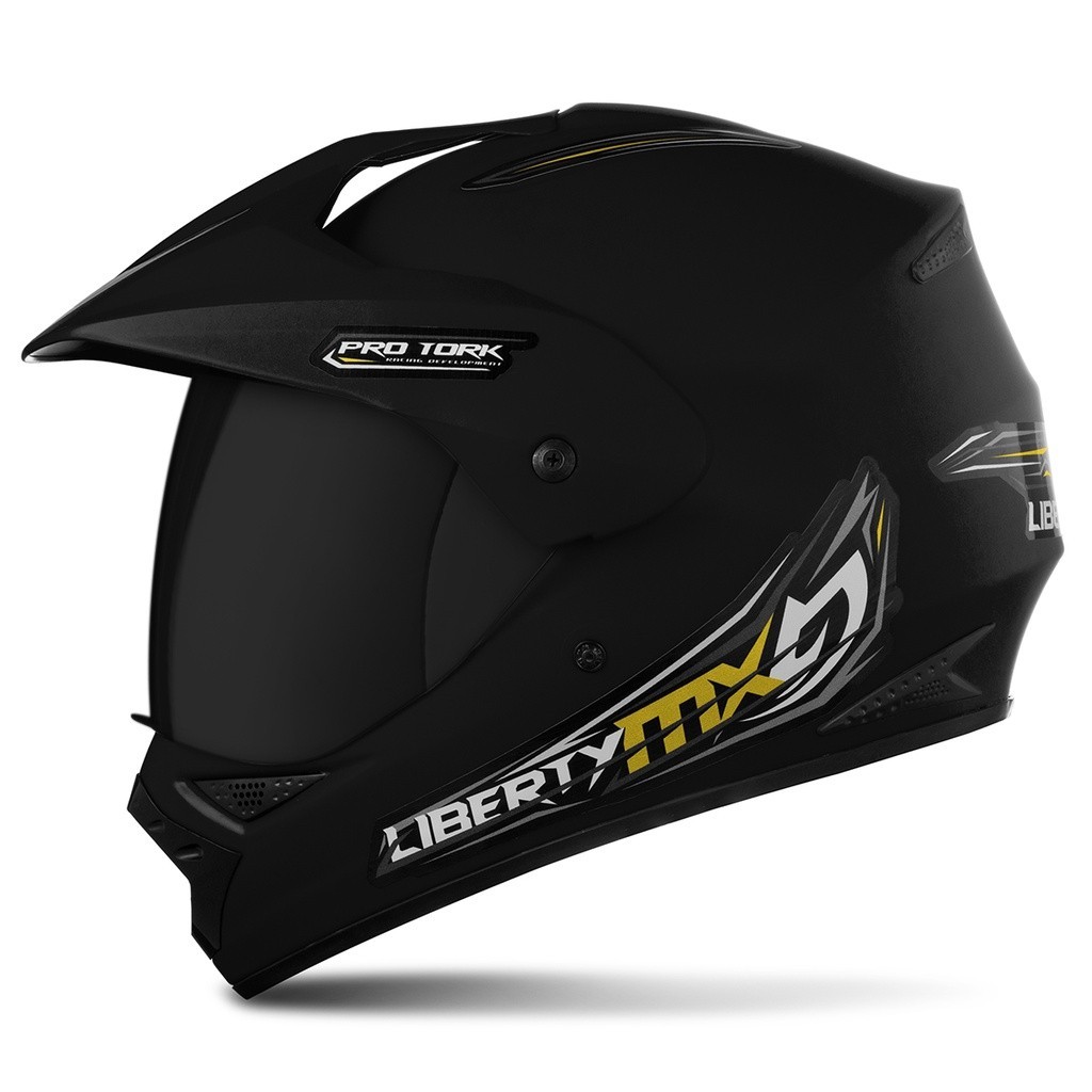 Capacete Moto Fechado Pro Tork Liberty Mx Pro Vision Viseira Fumê Motocross Trilha Enduro Off-Road