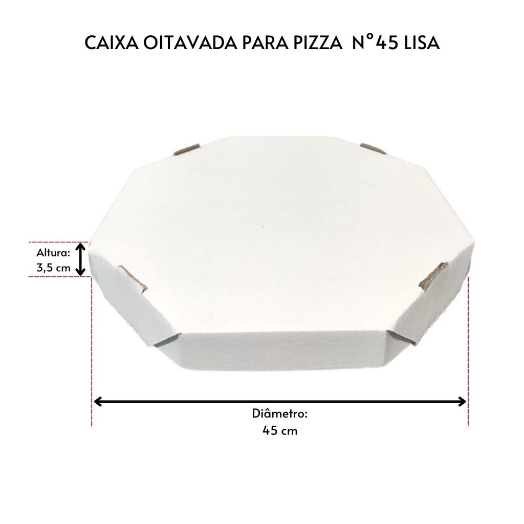 Caixa Embalagem de Pizza Oitavada Basic N°45 com 25 Unidades Lisa