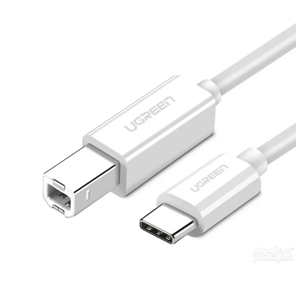 Cabo Impressora Ugreen Usb C p/Usb B Macho 1.5M Branco - Computers & Accessories