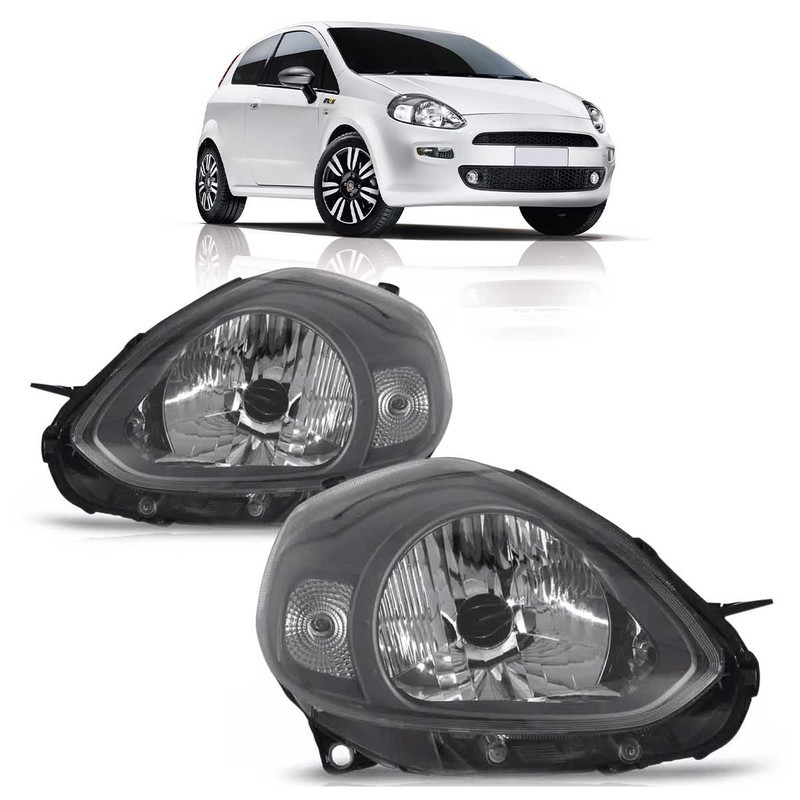 Farol Dianteiro Punto 2012 2013 2014 2015 2016 Máscara Cinza Foco Simples Lente Lisa Acrilico em Oferta na Shopee