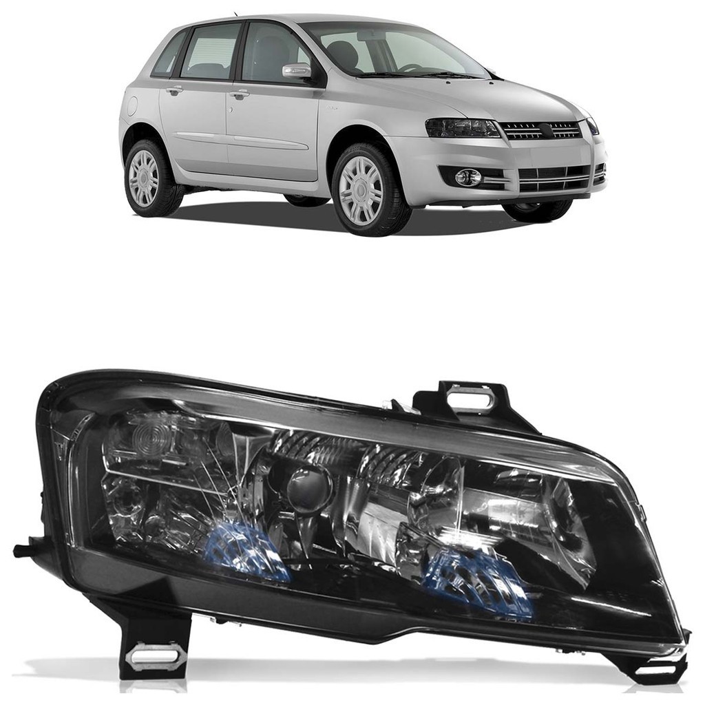 Farol Stilo 2008 2009 2010 2011 2012 Foco Duplo Máscara Negra Lente Lisa Acrilico em Oferta na Shopee