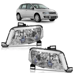 Farol Dianteiro Stilo 2002 2003 2004 2005 2006 2007 Máscara Cromada Lente Lisa Acrilico