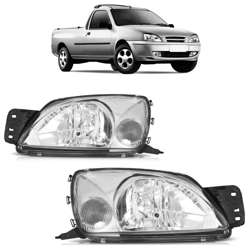 Farol Dianteiro Courier 2000 2001 2002 2003 2004 2005 A 2010 Pisca Cristal Foco Simples Lente Vidro