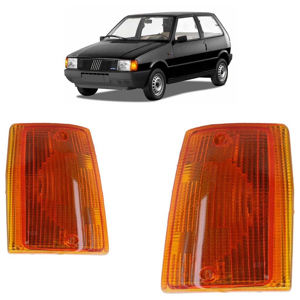 Lanterna Dianteira Pisca Seta Uno 1984 1985 1986 1987 1988 1989 1990 Âmbar Lente Estriada Acrilico - Spare Parts and Accessories for Vehicles