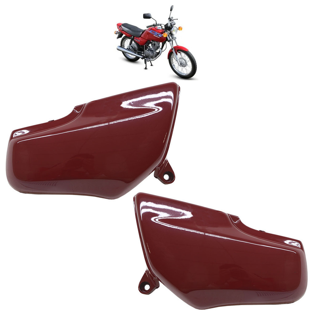 Par Tampa Lateral CG 125 Titan 1994 1995 1996 1997 1998 1999 Vermelho Liso em Oferta na Shopee