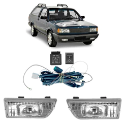 Kit Par Farol Milha Auxiliar Parati 1987 1988 1989 1990 1991 1992 1993 1994 Completo Botão Universal Com Soquetes