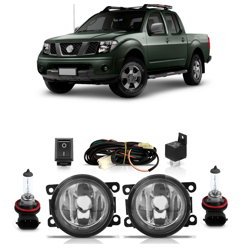 Kit Par Farol Milha Auxiliar Frontier 2008 2009 2010 2011 2012 2013 2014 2015 2020 + Par Lâmpada Halógena Completo - Spare Parts and Accessories for Vehicles