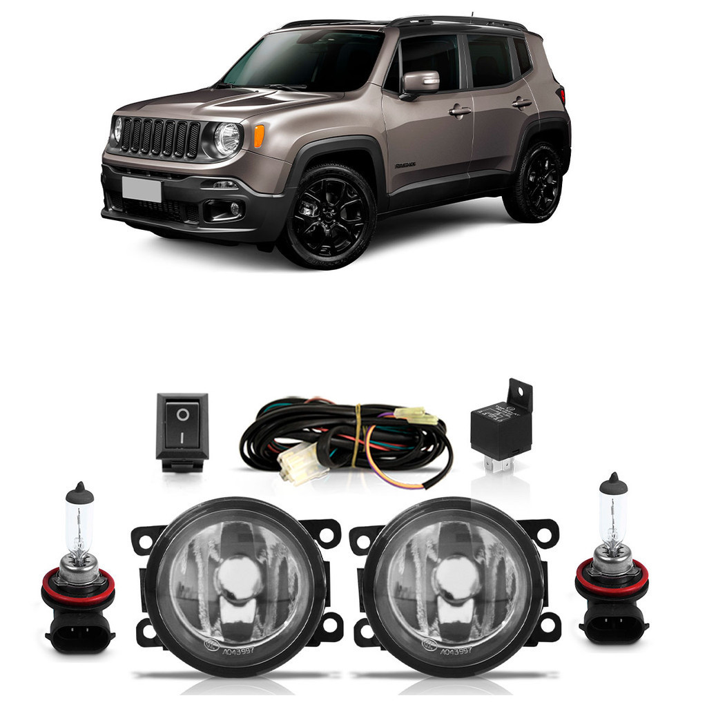 Kit Par Farol Milha Auxiliar Renegade 2015 2016 2017 2018 2019 2020 2021 2022 + Par Lâmpada Halógena Completo em Oferta na Shopee