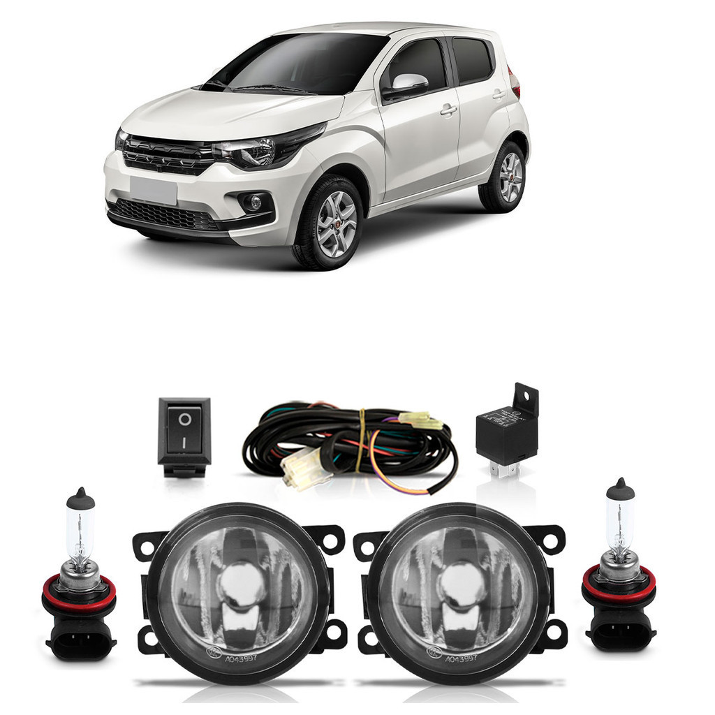 Kit Par Farol Milha Auxiliar Mobi 2016 2017 2018 2019 2020 + Par Lâmpada Halógena Completo em Oferta na Shopee