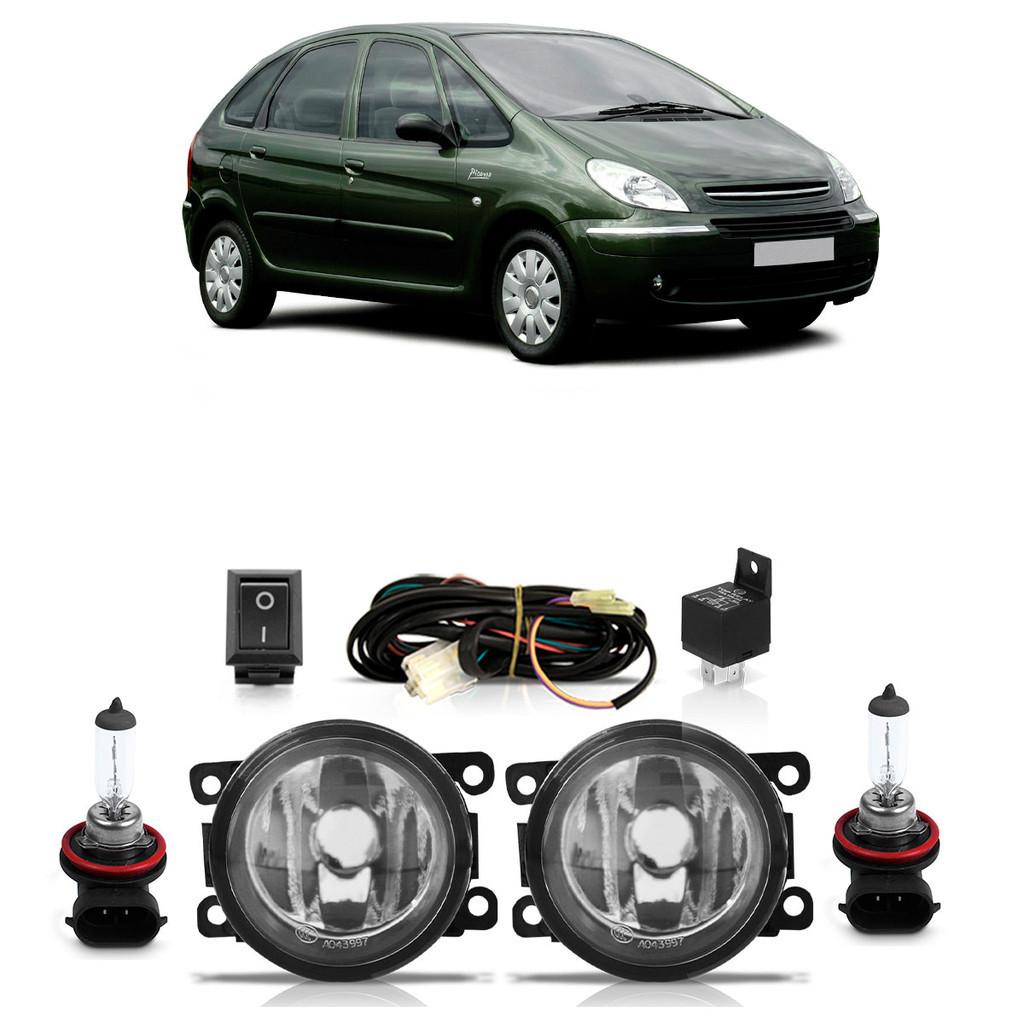 Kit Par Farol Milha Auxiliar Xsara Picasso 2007 2008 2009 2010 2011 2012 + Par Lâmpada Halógena Completo em Oferta na Shopee