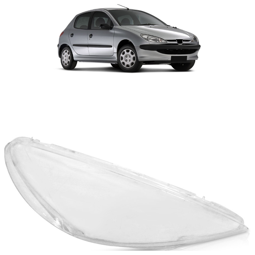 Lente Farol Dianteiro 206 99 00 01 02 03 04 05 06 07 08 Foco Duplo Transparente Lente Lisa Acrílico