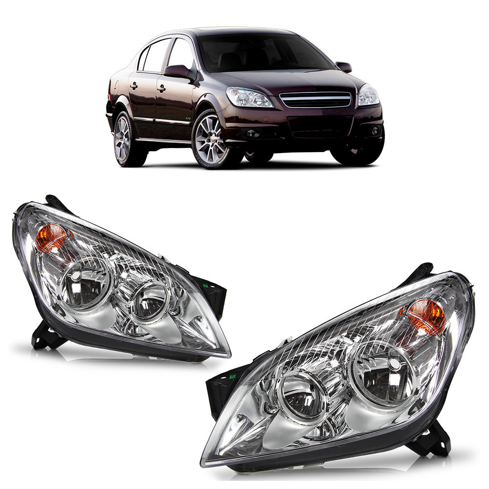 Farol Dianteiro Vectra 2006 2007 2008 Máscara Cromada Pisca Âmbar em Oferta na Shopee
