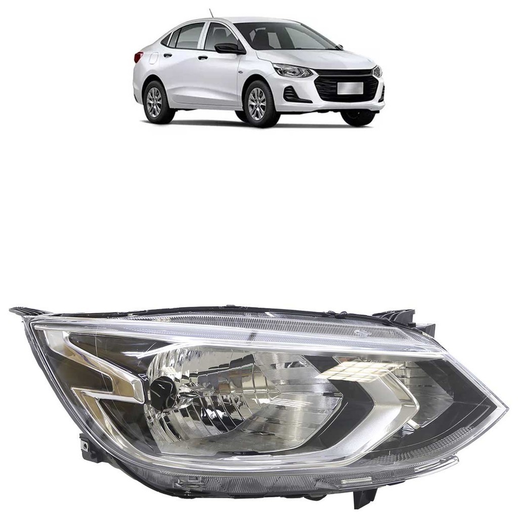 Farol Dianteiro Onix 2020 2021 2022 2023 2024 Máscara Cromada Lente Lisa Acrilico em Oferta na Shopee