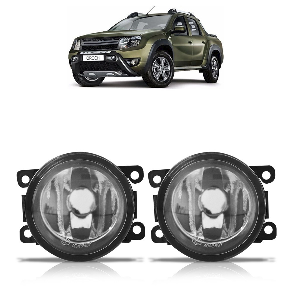 Par Farol Milha Auxiliar Oroch 2015 2016 2017 Lente Lisa Vidro Foco Manual - Spare Parts and Accessories for Vehicles