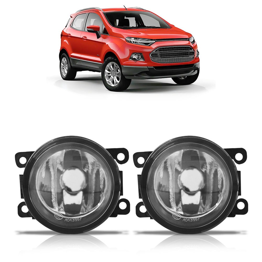 Par Farol Milha Auxiliar Ecosport 2013 2014 2015 2016 2017 Lente Lisa Vidro Foco Manual - Spare Parts and Accessories for Vehicles