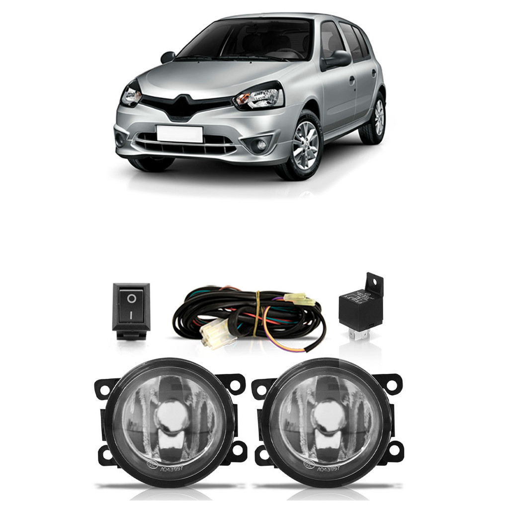 Farol Milha Auxiliar Clio 2013 2014 2015 2016 Completo Lente Lisa Vidro Foco Manual - Spare Parts and Accessories for Vehicles