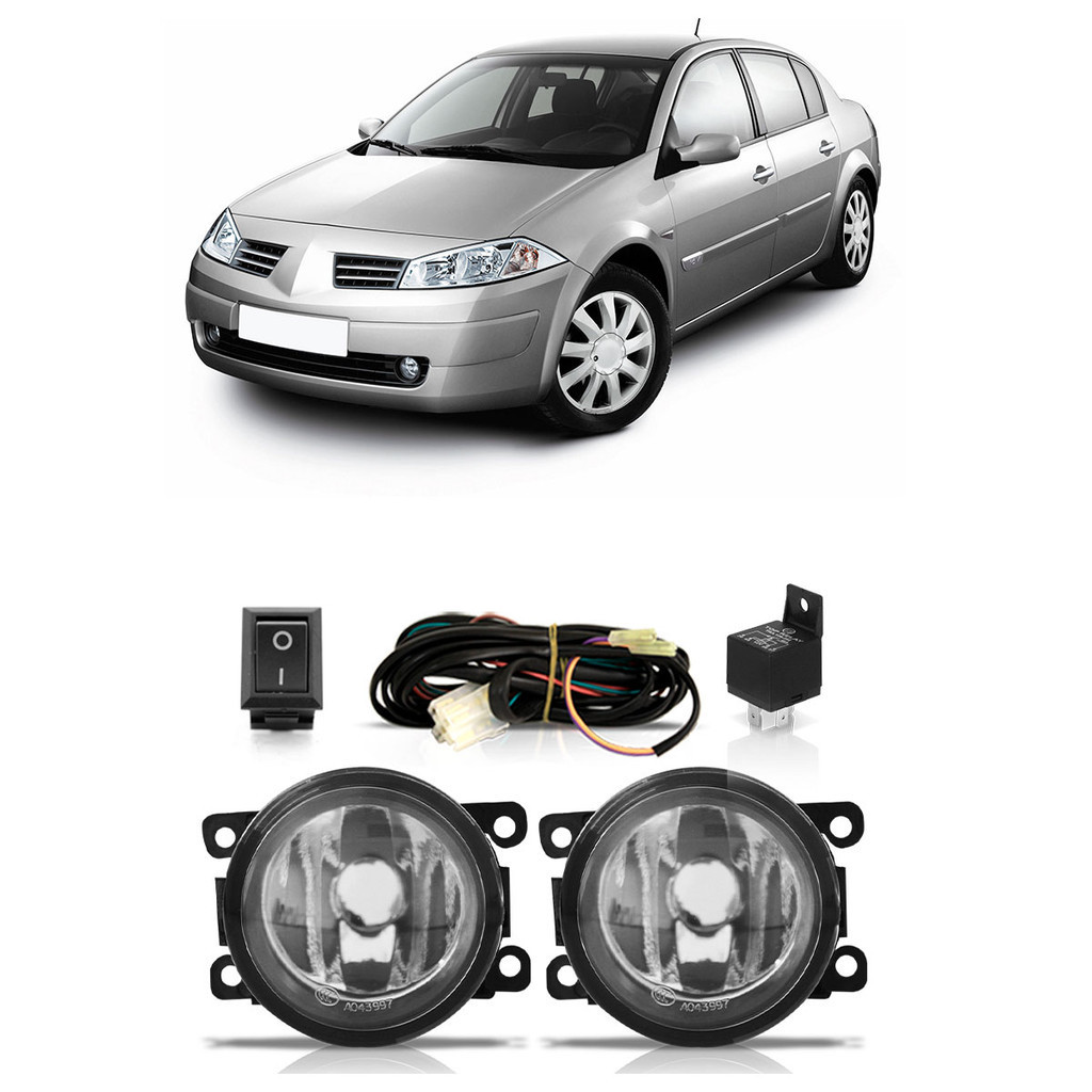 Farol Milha Auxiliar Megane 2006 2007 2008 2009 Completo Lente Lisa Vidro Foco Manual em Oferta na Shopee