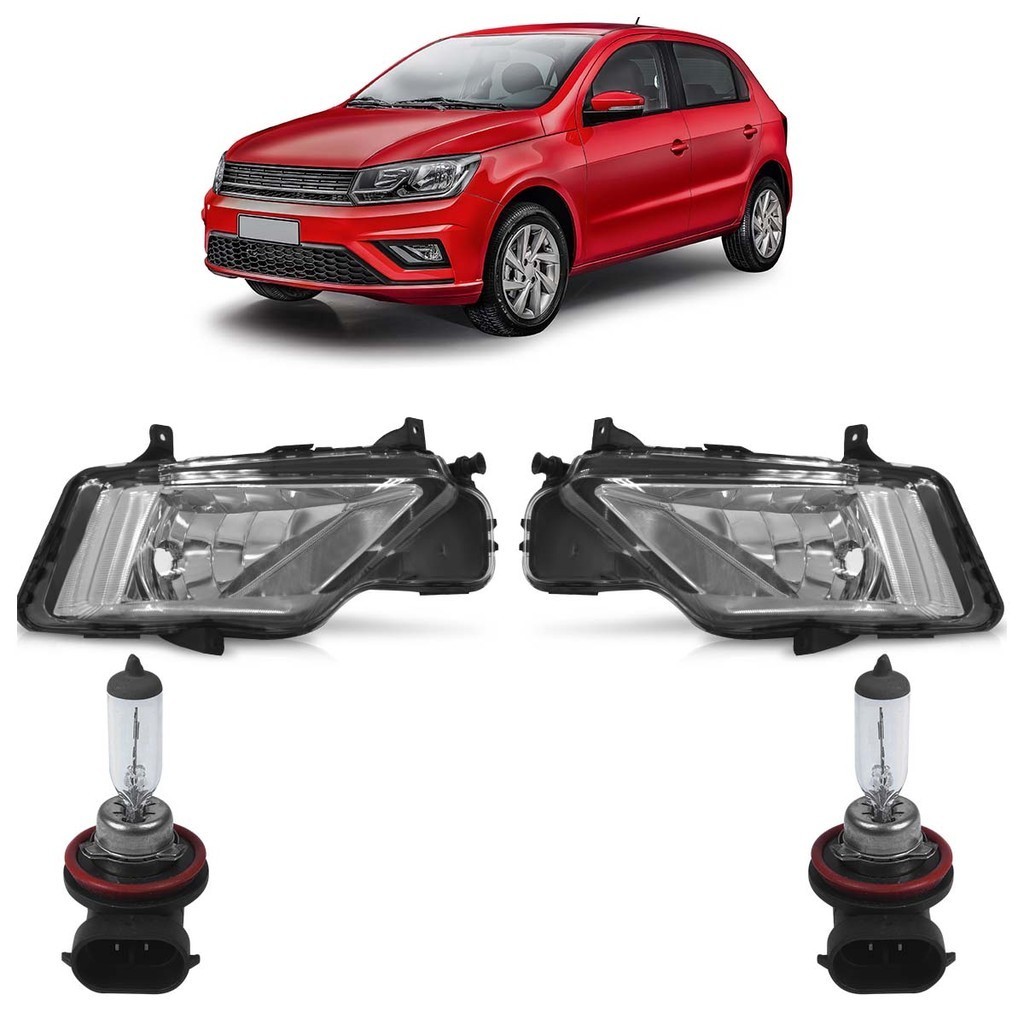 Kit Farol Milha Auxiliar + Lâmpada H11 Gol Track G7 2017 2018 Lente Lisa Acrilico