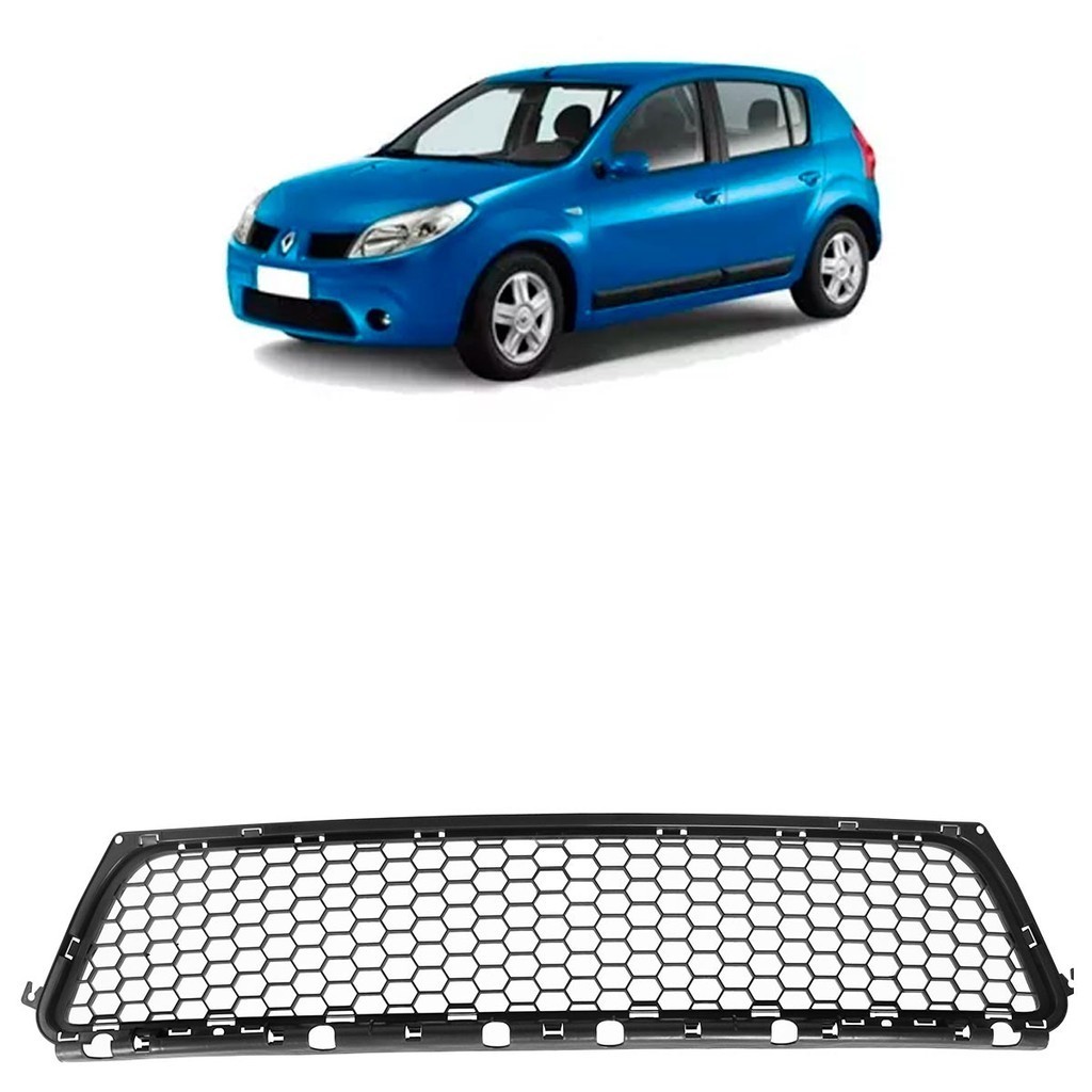 Grade Inferior Sandero 2007 2008 2009 2010 2011 Preto Liso em Oferta na Shopee