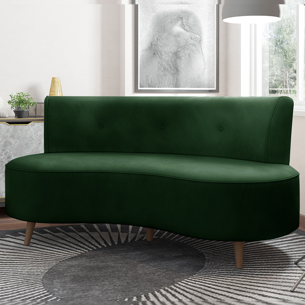 Sofá Living 2 Lugares 135cm Aang Pés Palito Veludo Verde G33 - Gran Belo - Home & Living