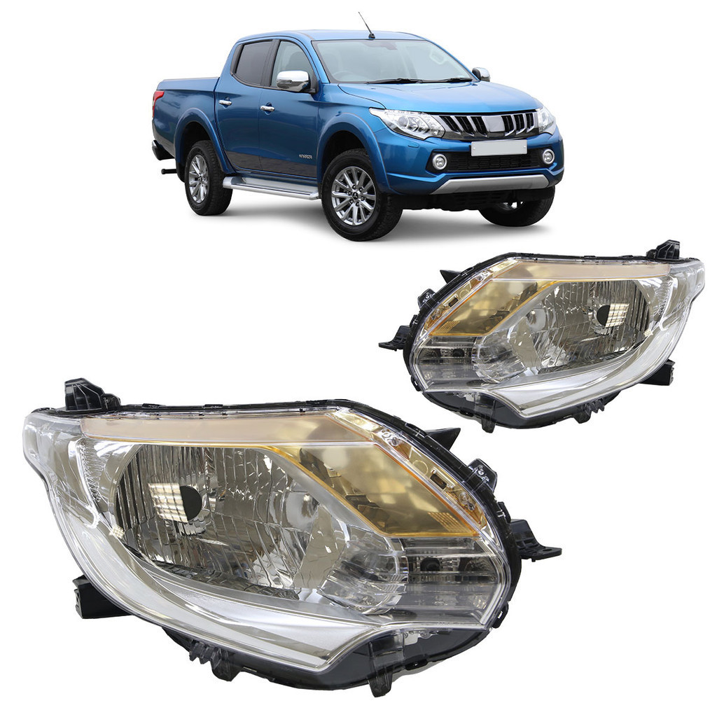 Farol Dianteiro L200 2017 2018 2019 Máscara Cromada Lente Lisa Acrilico